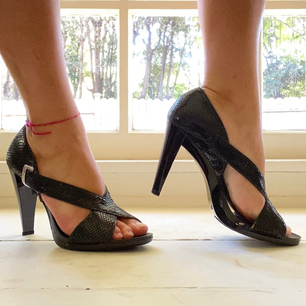 Crossed Leather Heels
